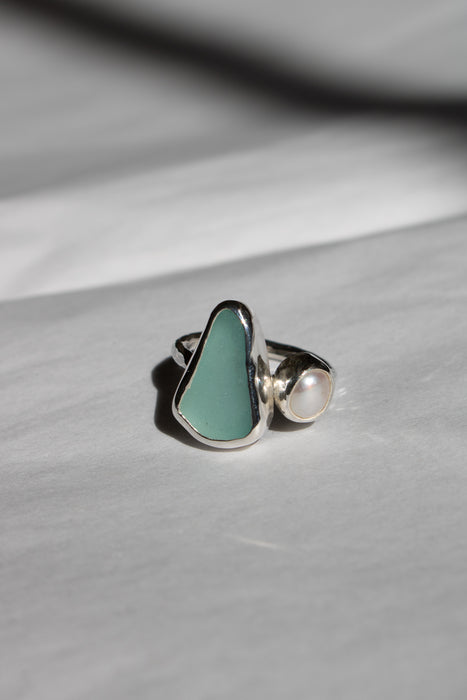 Pearl & Sea Glass Ring