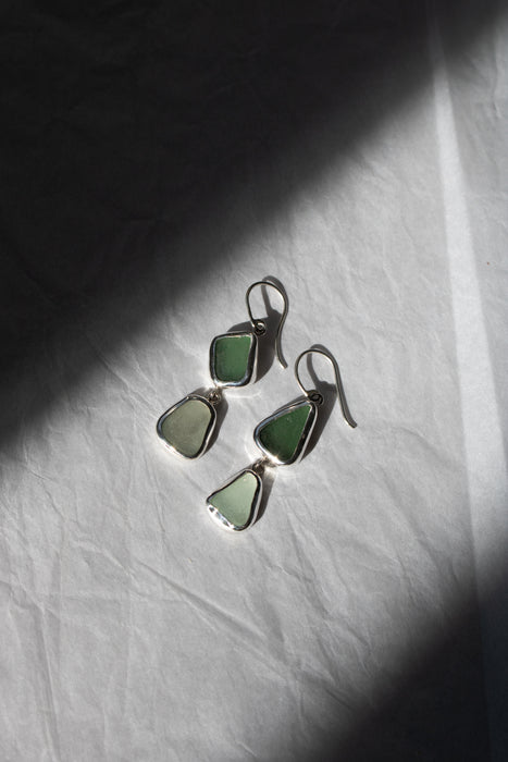 Double Drop Sea Glass Earrings