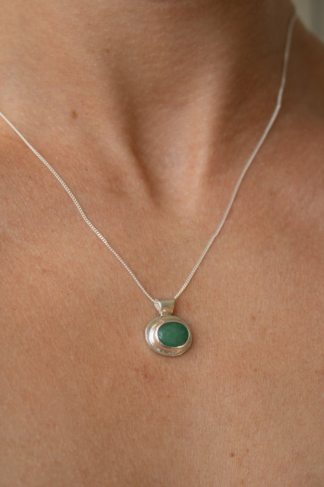 Green Aventurine Halo Necklace