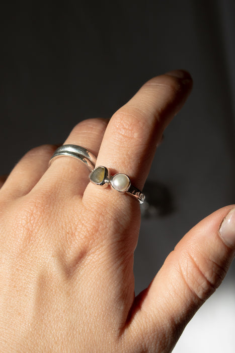 Pearl & Sea Glass Ring