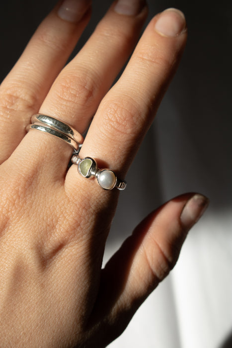 Pearl & Sea Glass Ring