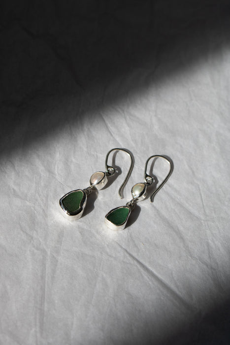 Pearl & Sea Glass Earrings