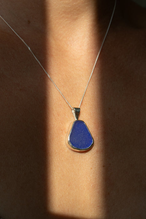 Cobalt Blue Sea Glass Necklace