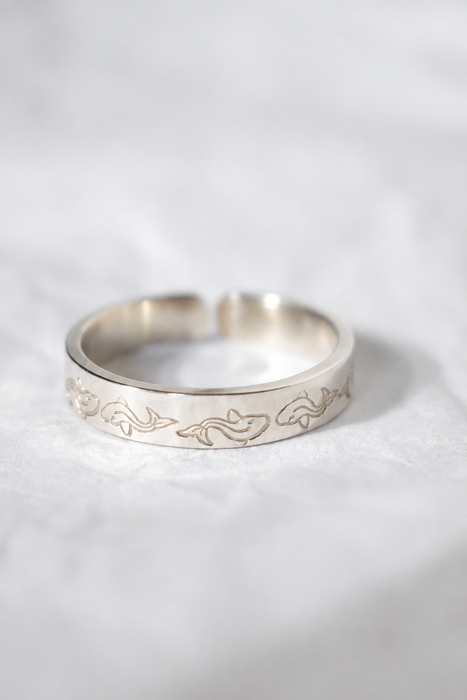 Fish Engraved Ring - Adjustable