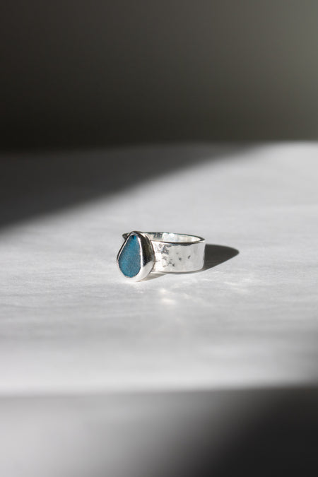 Blue Sea Glass Ring - Size H  image 0